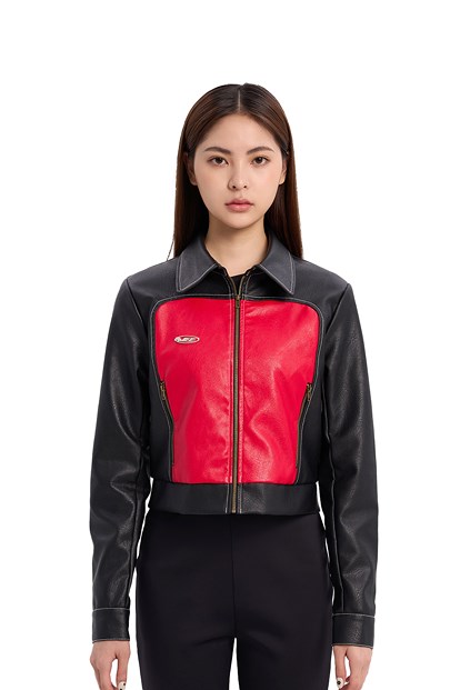 Black/Red Leather Jacket
