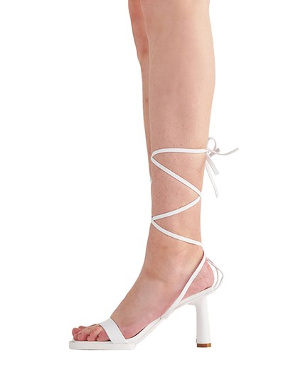 HUMAN HAUS-Heeled Lace Up Sandals