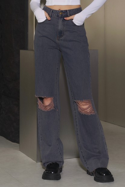Players Jeans 復古刷色割破牛仔寬褲