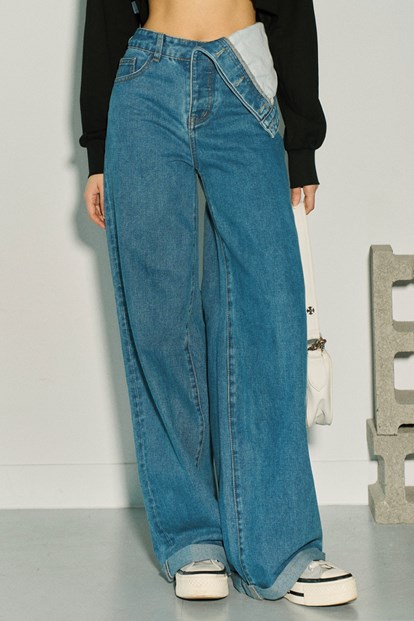 Daylight Jeans 反折造型牛仔寬褲
